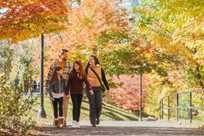 A family taking a fall walk at Niagara Falls