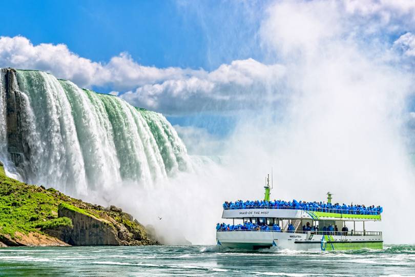 The Maid of the Mist at the base of Niagara Falls